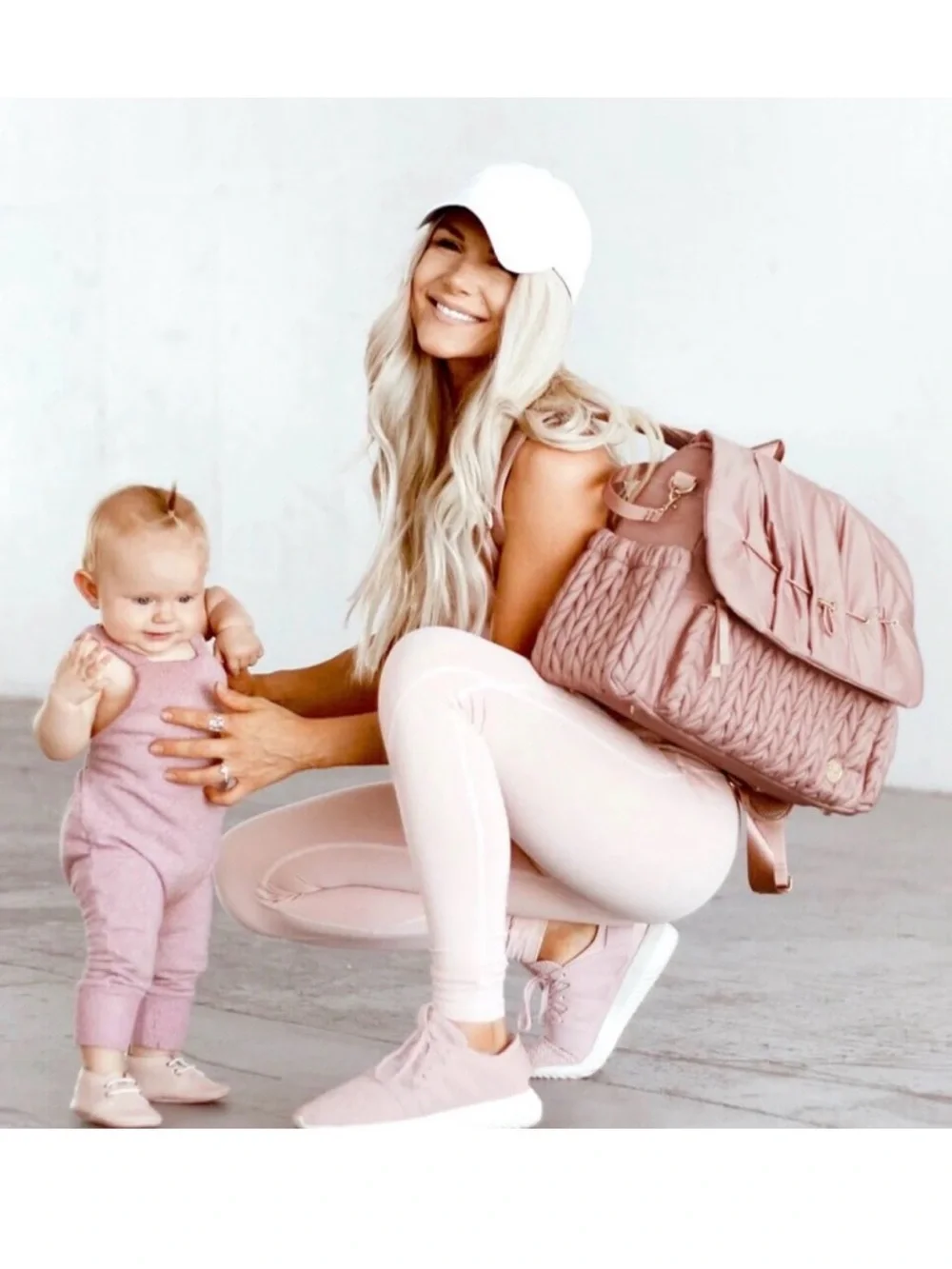 Happ baby quilted dusty rose diaper bag
